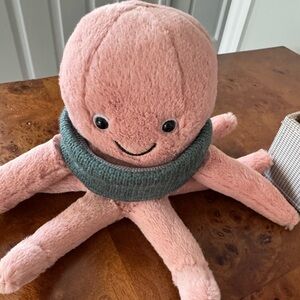 Jelly Cat Octopus with cozy hunter green sweater